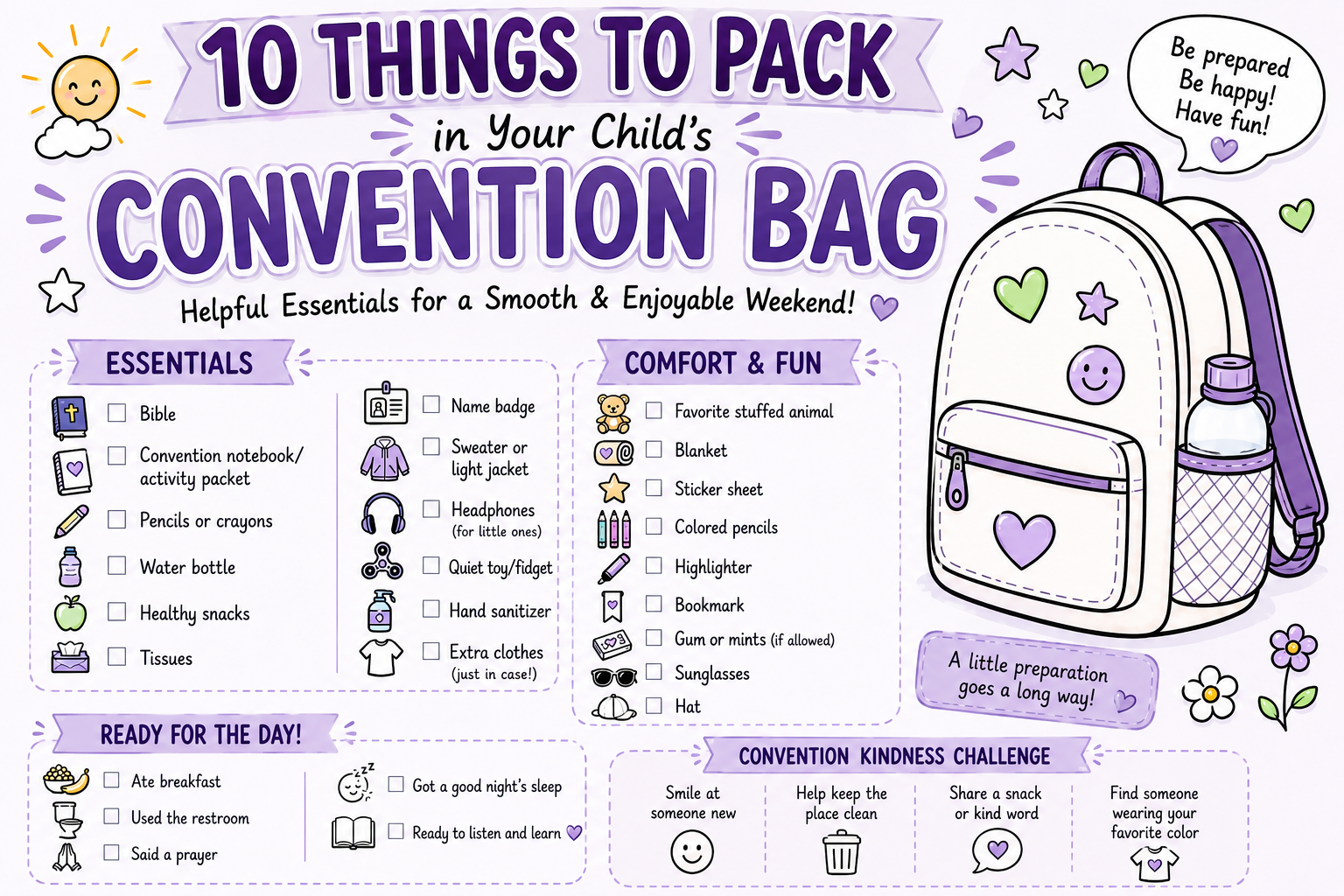 10 Things to Pack in Your Child's Convention Bag | Regional Convention Family Guide