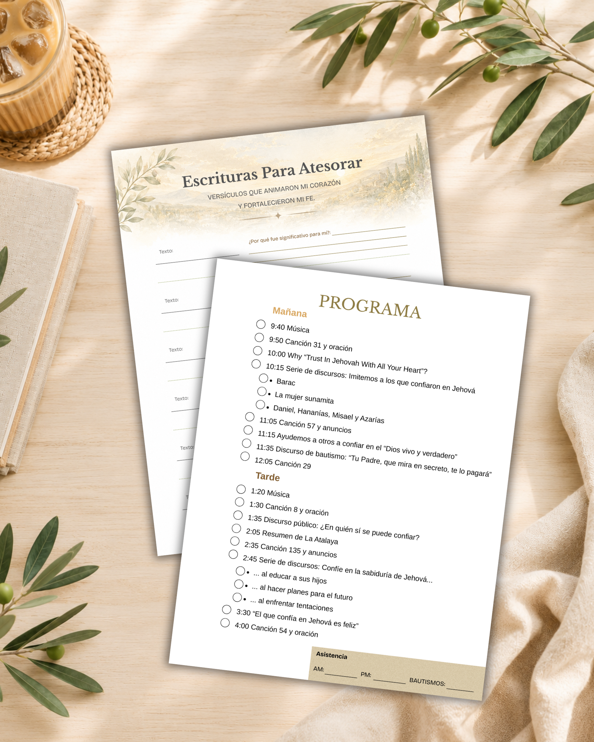 Vista previa de las páginas interiores con notas guiadas, aplicación personal y perlas espirituales.