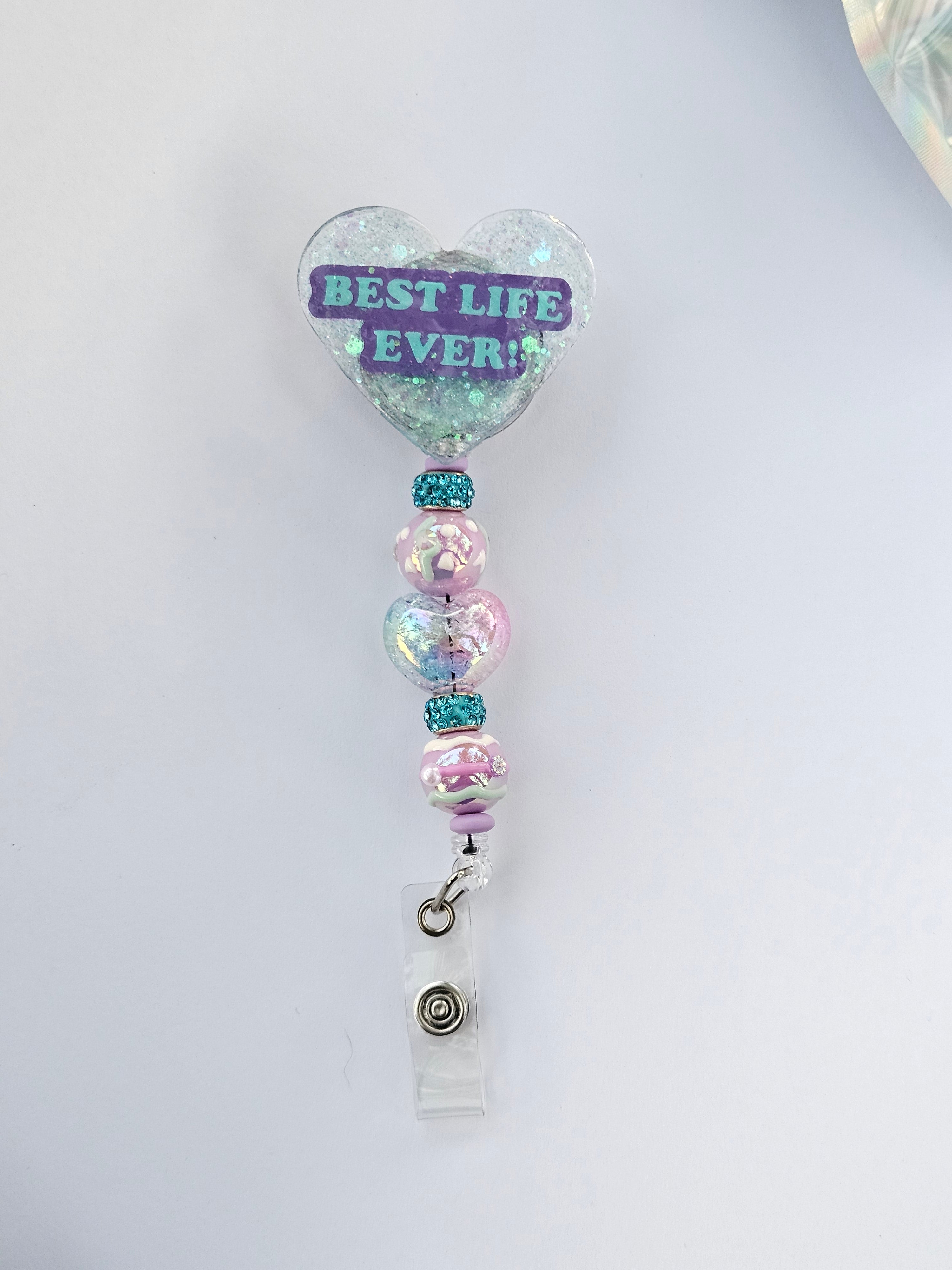 Best Life Ever! | Handmade JW Badge Reel – Glitter Resin | Inspirational Ministry Accessory