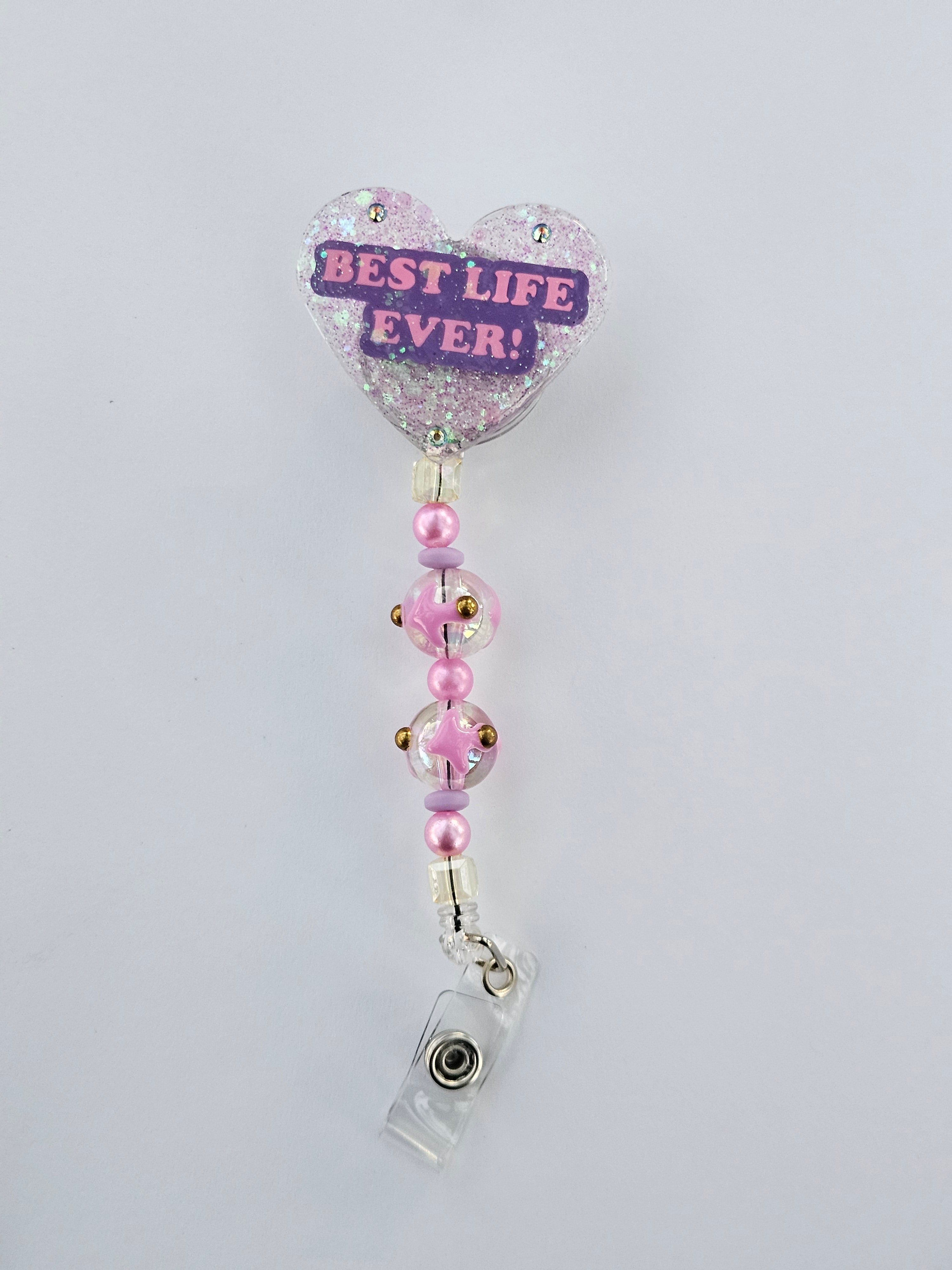 Best Life Ever! | Handmade JW Badge Reel – Glitter Resin | Inspirational Ministry Accessory