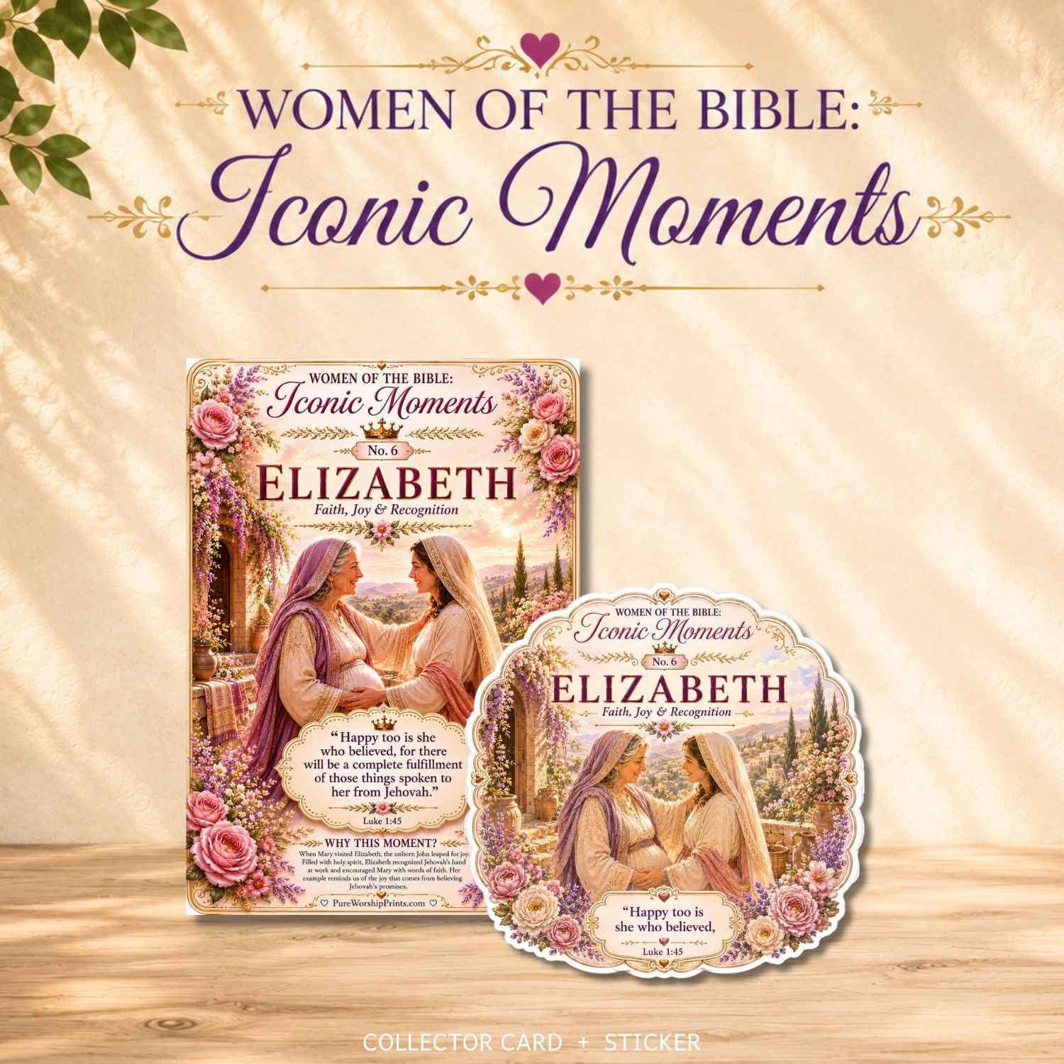 Elizabeth Sticker No. 6| Iconic Moments: Women of the Bible | Premium Vinyl Sticker & Collector Card