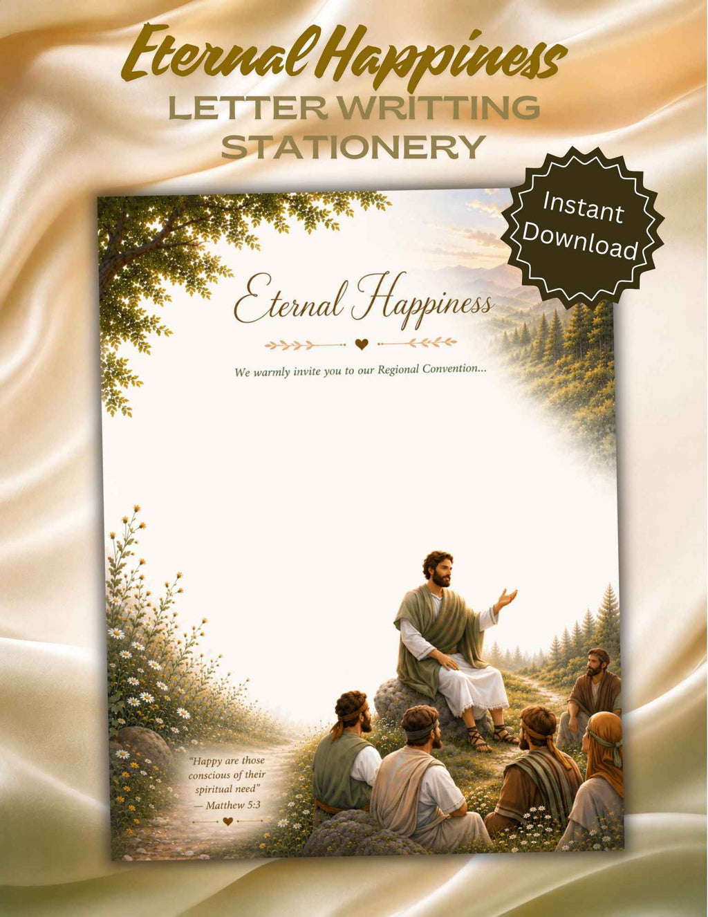 Eternal Happiness Letter Writing Stationery | JW Regional Convention 2026 Printable | Ministry Letter Paper PDF