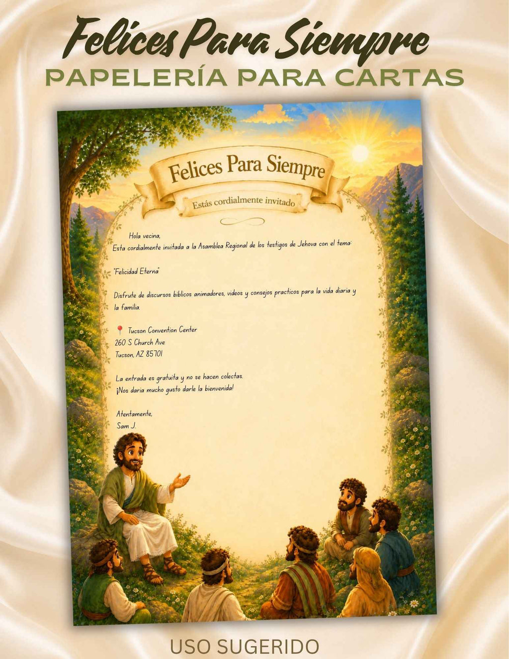 “Felices Para Siempre” Papelería para Cartas | Asamblea Regional JW 2026 | Papel Imprimible para Cartas PDF