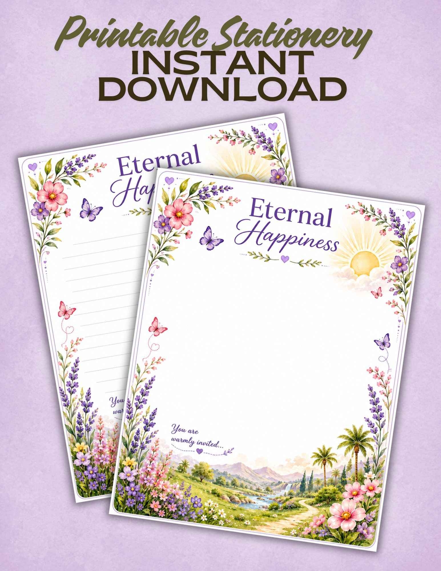 Eternal Happiness Invitation Letter Stationery | Free Printable PDF Download