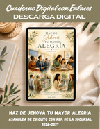 Cuaderno Digital Hipervinculado en español para la Asamblea de Circuito 2026–2027 "Haz de Jehová tu mayor alegría", con pestañas interactivas para una navegación rápida en Goodnotes y aplicaciones compatibles.