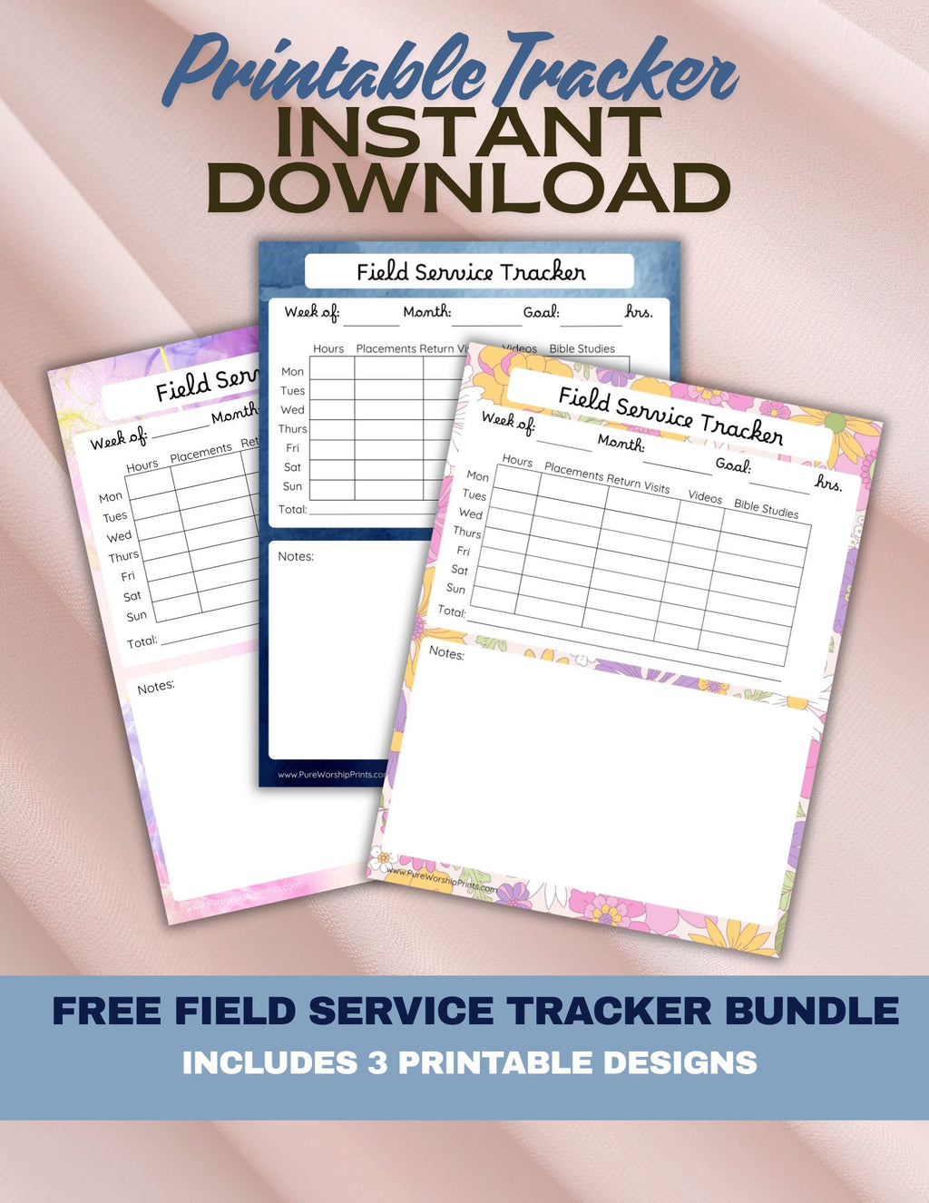 Free Field Service Tracker Bundle PDF | 3 Printable Designs | Instant Download