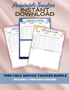 Free Field Service Tracker Bundle PDF | 3 Printable Designs | Instant Download
