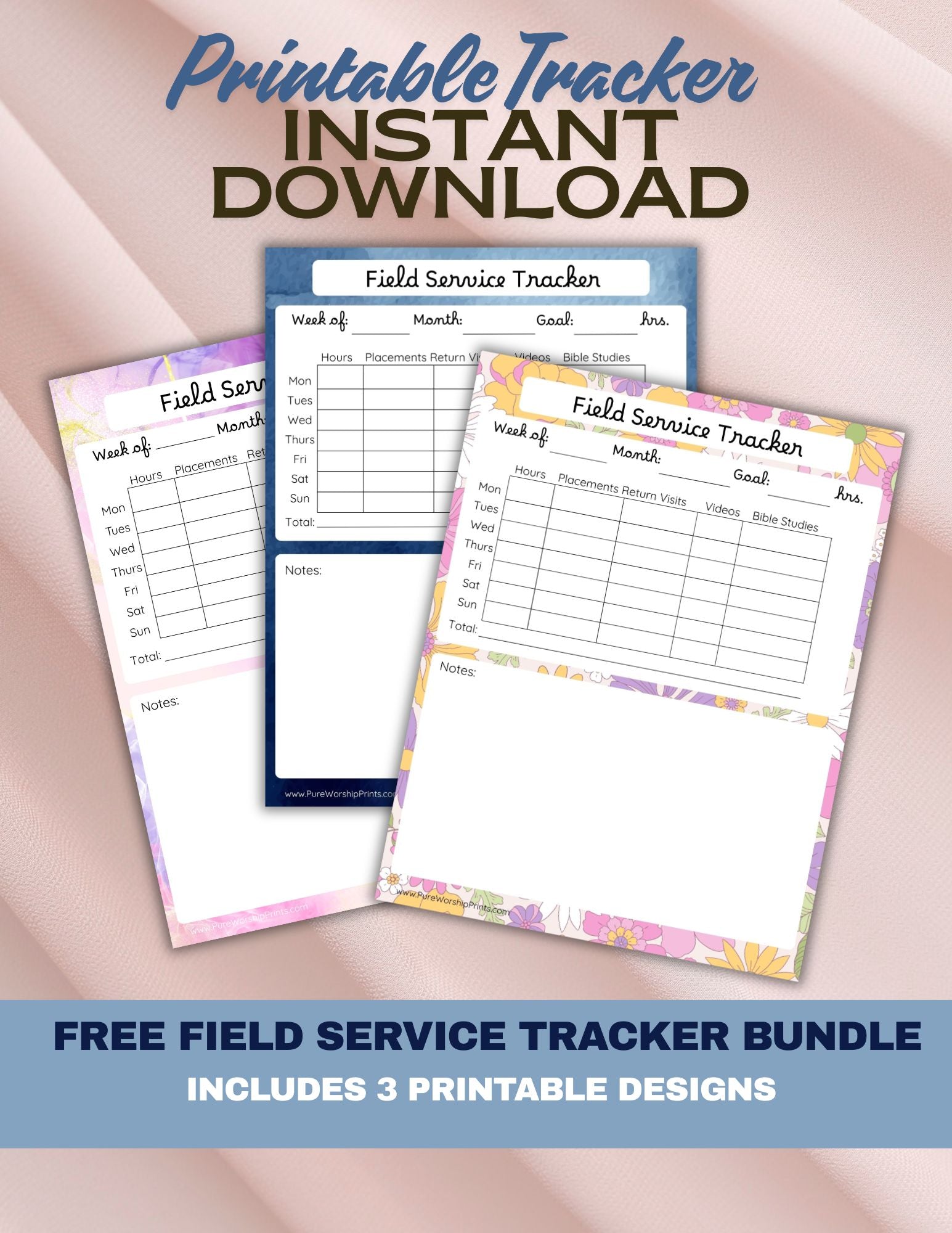 Free Field Service Tracker Bundle PDF | 3 Printable Designs | Instant Download