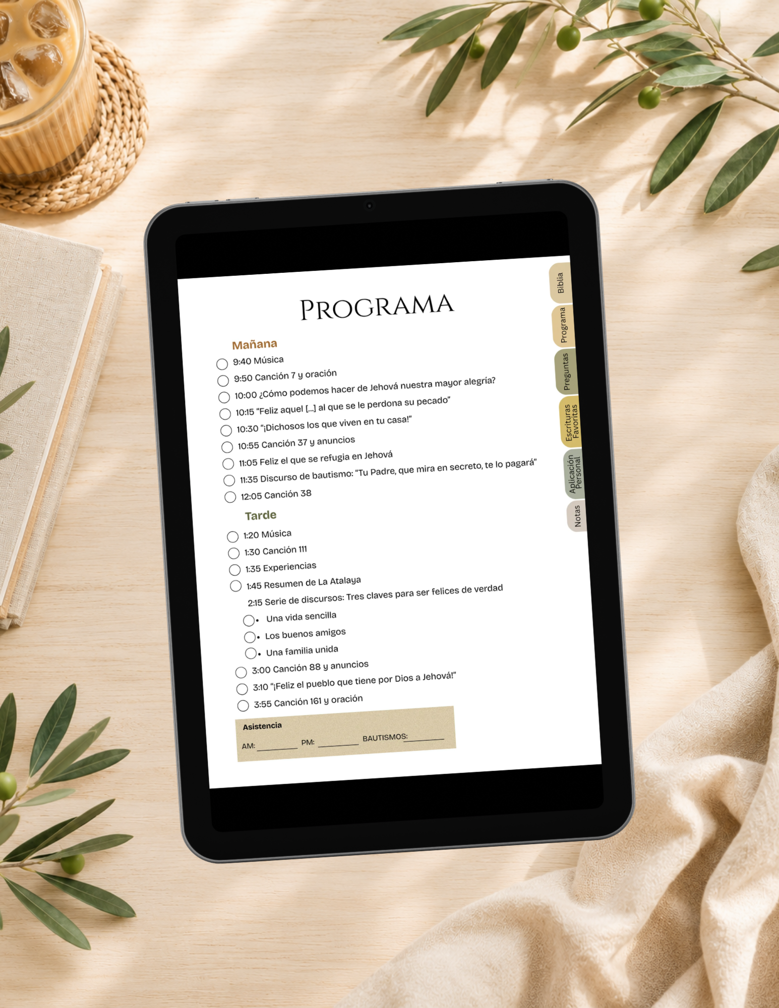 Cuaderno Digital Hipervinculado en español para la Asamblea de Circuito 2026–2027 "Haz de Jehová tu mayor alegría", con pestañas interactivas para una navegación rápida en Goodnotes y aplicaciones compatibles.