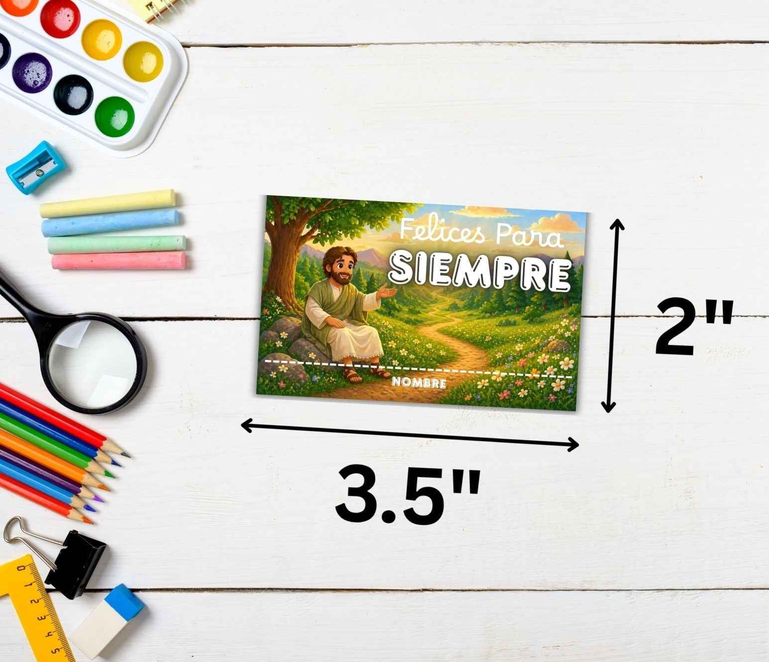 Gafetes para Niños Asamblea 2026 | Felices Para Siempre | Solapa Imprimible | Tamaño Credencial 3.5x2 PDF Frente y Reverso