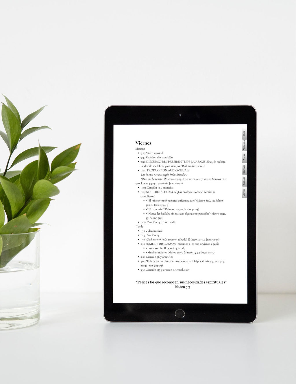 Cuaderno digital con programa 3 días y páginas de notas