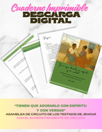 Cuaderno imprimible Asamblea de Circuito 2025–2026 con tema “Tienen que adorarlo con espíritu y con verdad”, PDF digital para tomar notas, registrar asistencia y reflexiones personales, ideal para siervos de Jehová y familias.