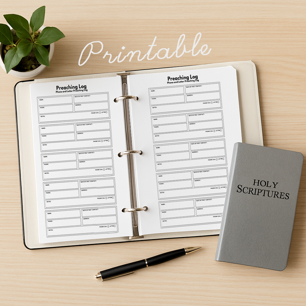 Phone & Letter Field Service Log PDF - JW Ministry Tracker