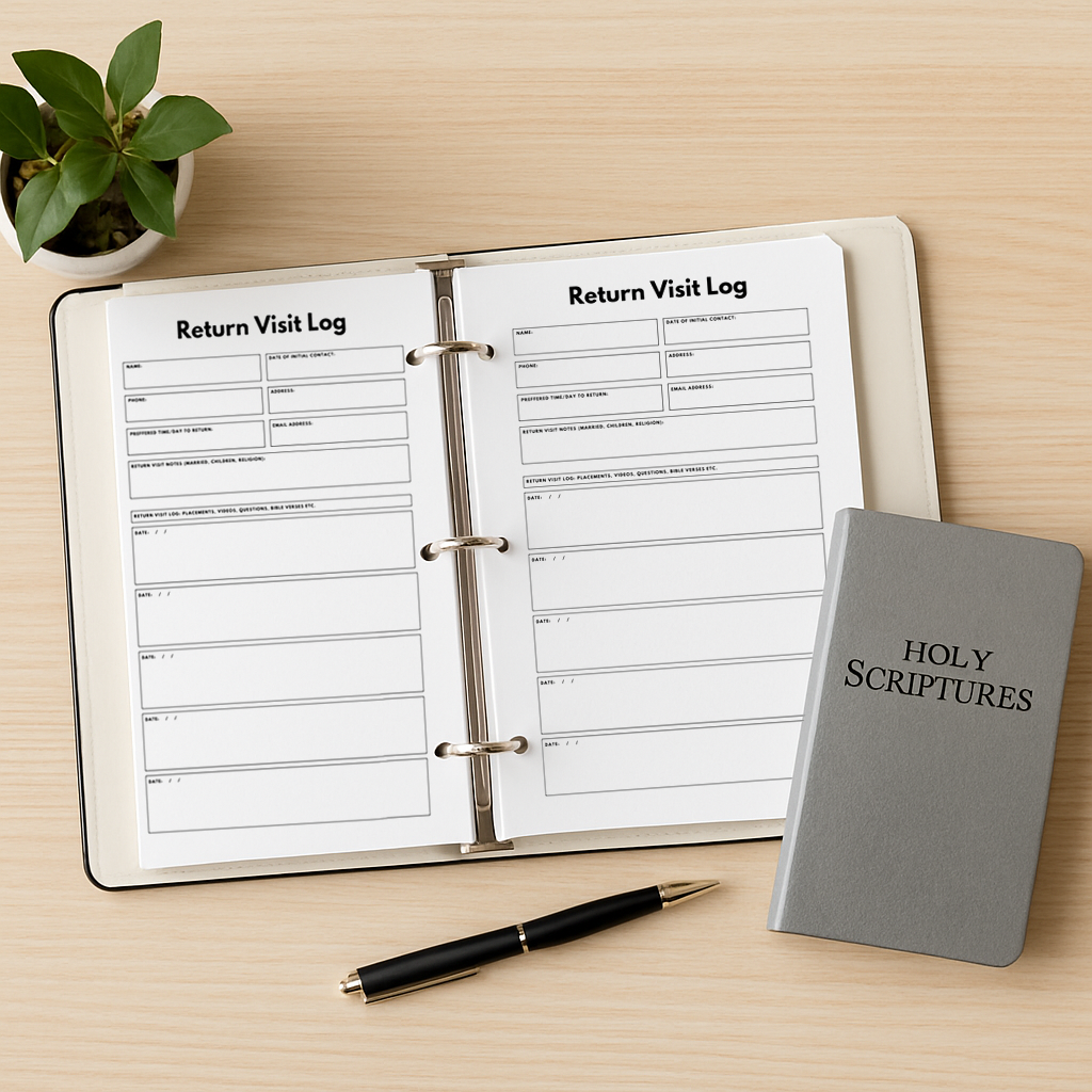Return Visit Log PDF – Jehovah's Witnesses Field Service Tracker