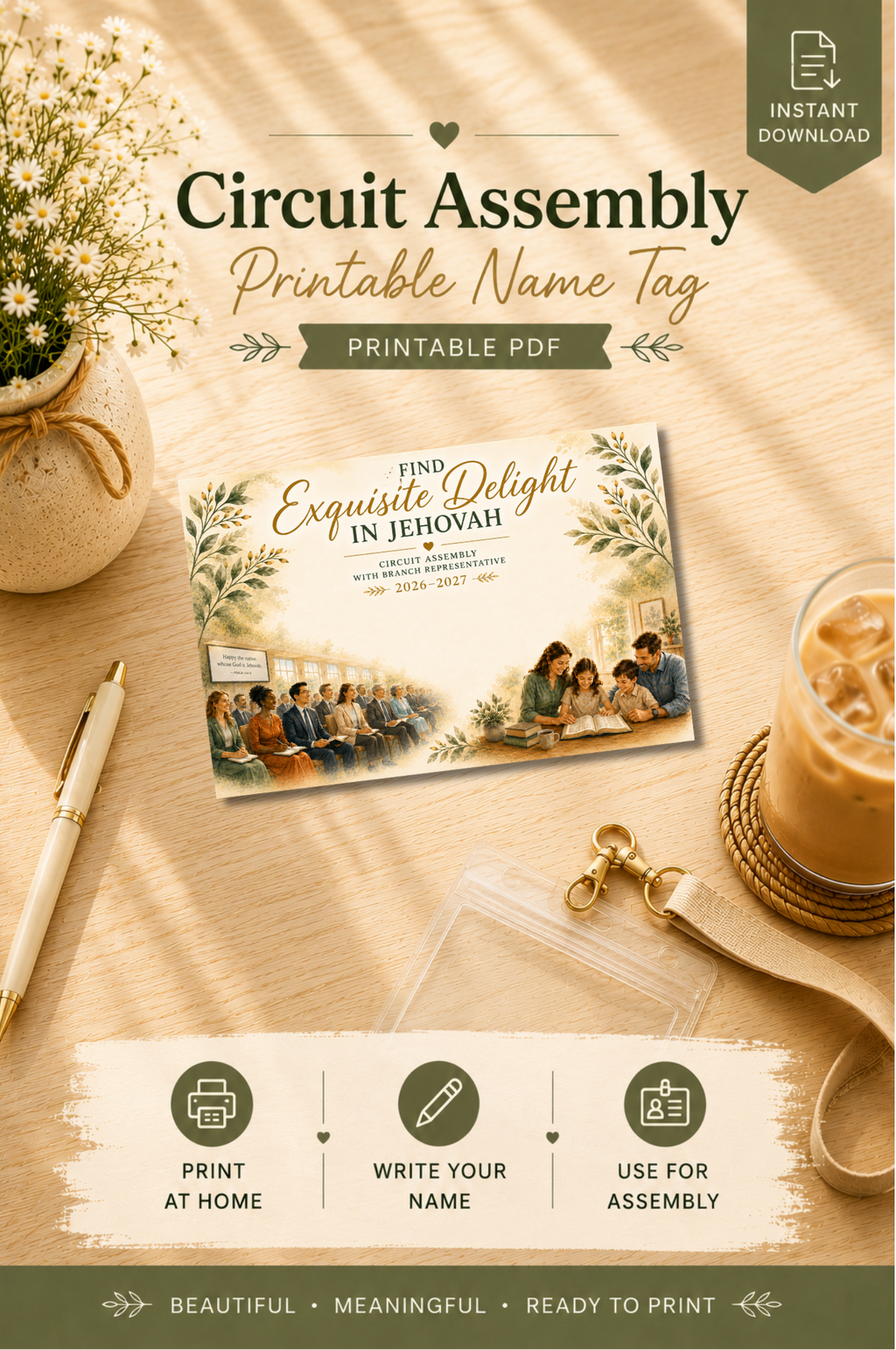 Find Exquisite Delight in Jehovah | Printable Circuit Assembly Name Tags 2026–2027 (Digital PDF)