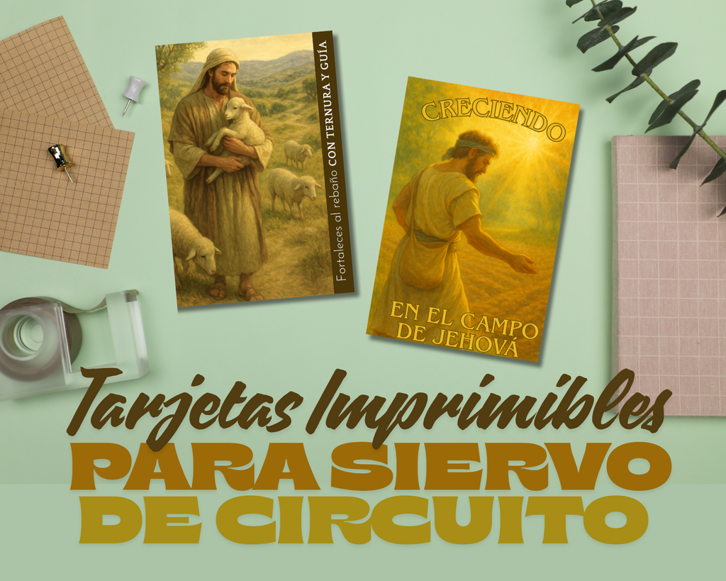 Set de 2 tarjetas de agradecimiento PDF imprimibles para Visita del Siervo de Circuito, estilo pastoral y cálido, ideal para mostrar gratitud y aprecio en la congregación JW