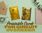 Set of 2 printable Circuit Overseer thank-you cards in warm pastoral style, high-resolution PDF for Jehovah’s Witness ministry, appreciation gift, and digital download for printing at home or locally.