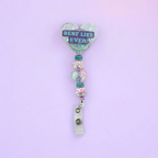 Best Life Ever! | Handmade Heart Badge Reel – blue Glitter Resin | Inspirational Ministry Accessory - No.4