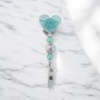 Best Life Ever! | Handmade Heart Badge Reel – mint Glitter Resin | Inspirational Ministry Accessory - No.3