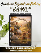 Digital notebook cover with a religious theme on an tablet, surrounded by plants.