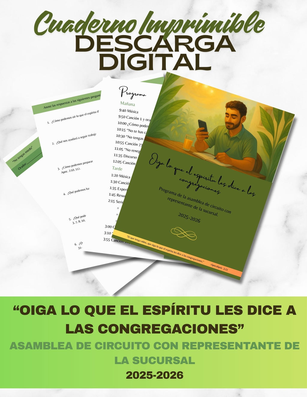 cuaderno imprimible Oiga lo que el espíritu les dice a las congregaciones paginas