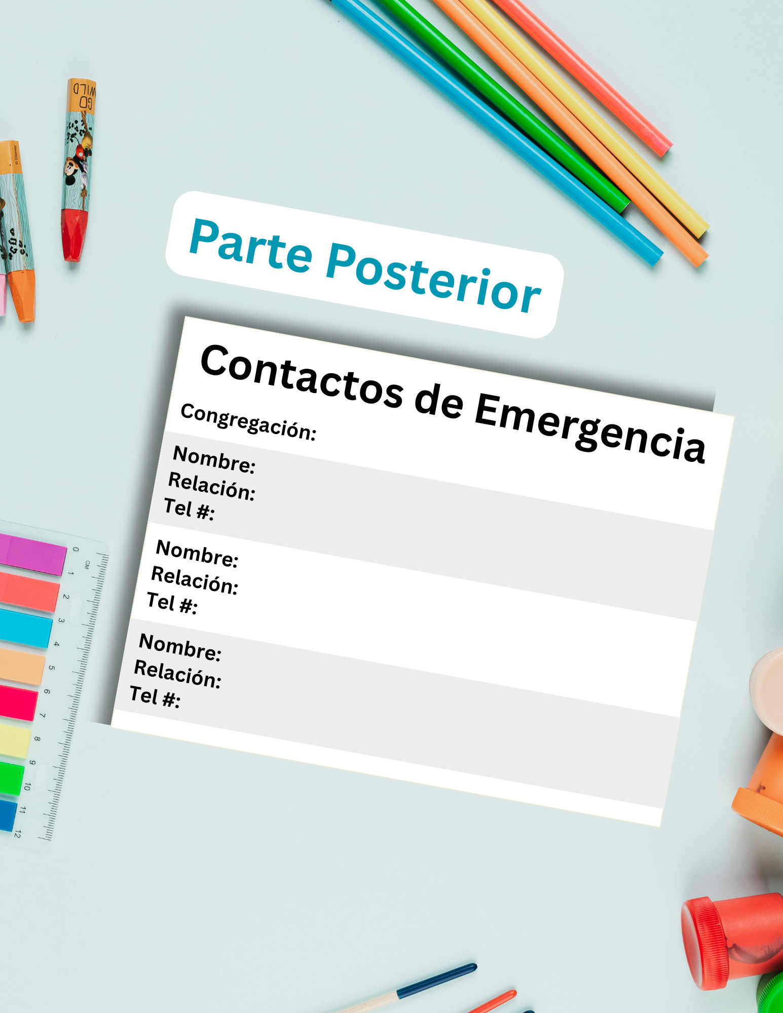 XL Etiqueta de Nombre Para Niños  Imprimible con Contactos de Emergencia | Para Asambleas y Convenciones de los Testigos de Jehová