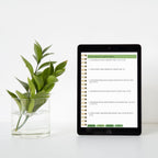 Tablet displaying questions from digital notebook "oiga lo que el Espiritu les dice a las congregaciones"
