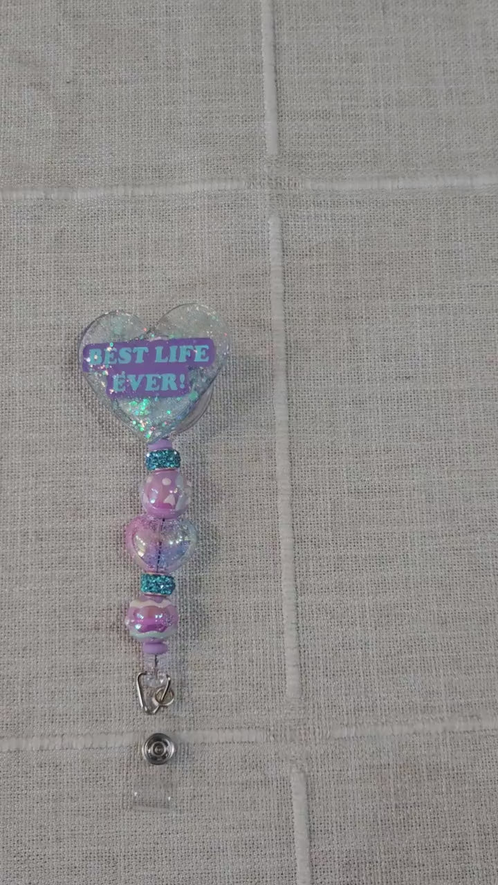 Best Life Ever! | Handmade Heart Badge Reel – blue Glitter Resin | Inspirational Ministry Accessory - No.4 video
