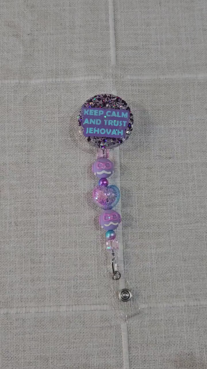 Keep Calm and Trust Jehovah | Handmade Badge Reel – Glitter Resin | Inspirational Ministry Accessory #7 video