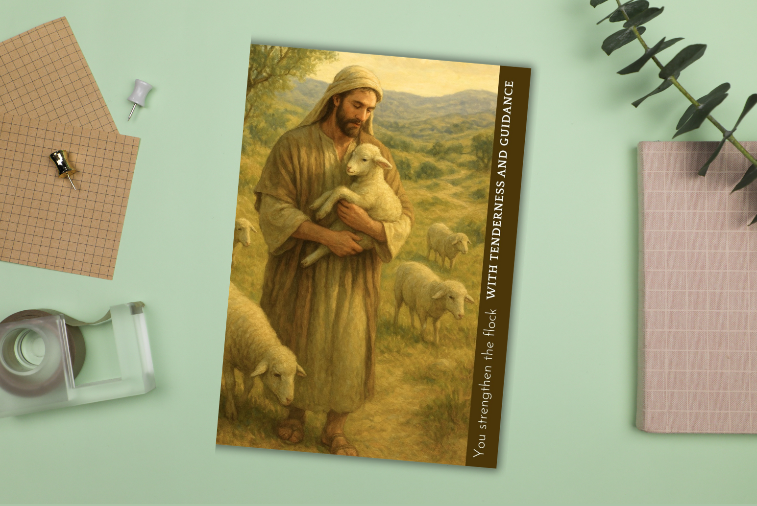 Set of 2 printable Circuit Overseer thank-you cards in warm pastoral style, high-resolution PDF for Jehovah’s Witness ministry, appreciation gift,you strengthen the flock with tenderness and guidance 